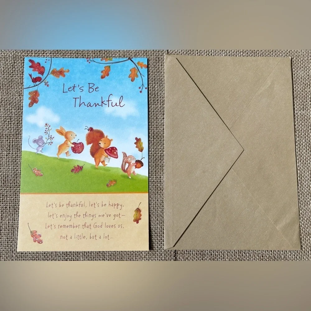 Lets Be Thankful Thanksgiving Card Woodland Animals Cottage Core Junk Journaling